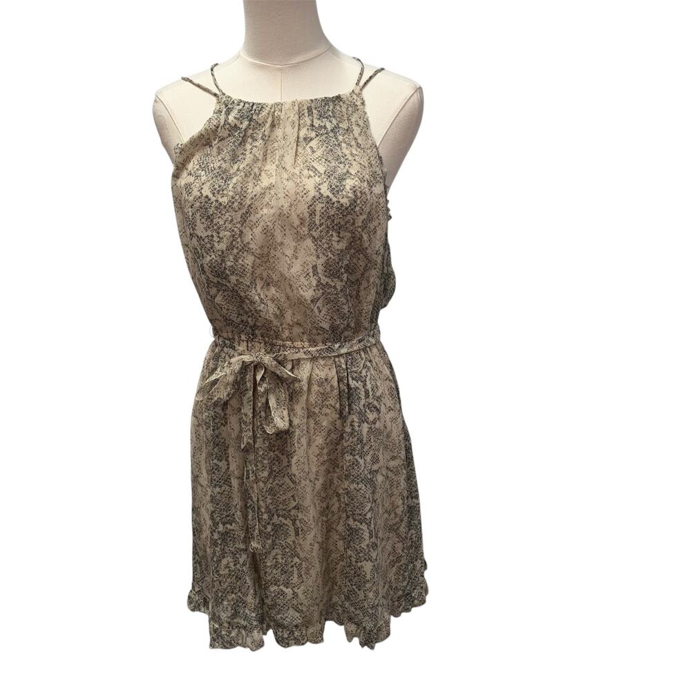 New Abercrombie & Fitch Snakeskin‎ Halter Mini Dress Small Tie Belt Flowy